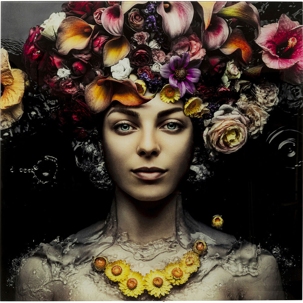 Picture Glass Flower Art Lady 120x120c