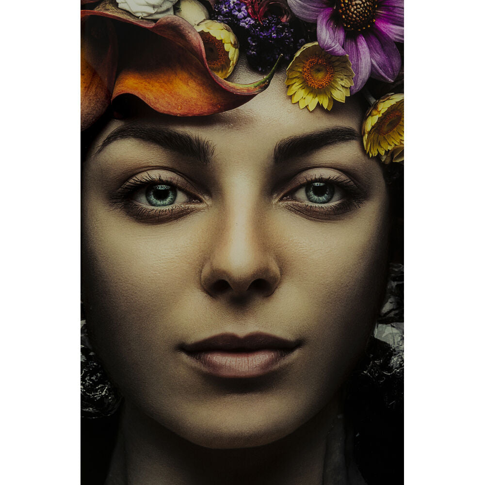 Picture Glass Flower Art Lady 120x120c