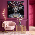 Picture Glass Flower Art Lady 120x120c