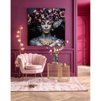 Picture Glass Flower Art Lady 120x120c