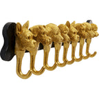 Coat Rack Dog Family Gold 69cm