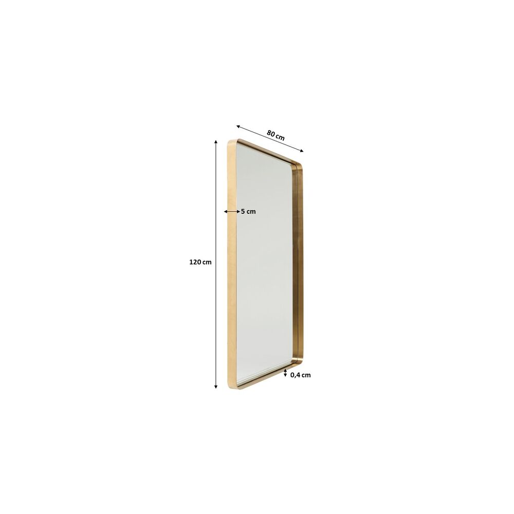 Wall Mirror Curve Rectangular Brass 80x120cm