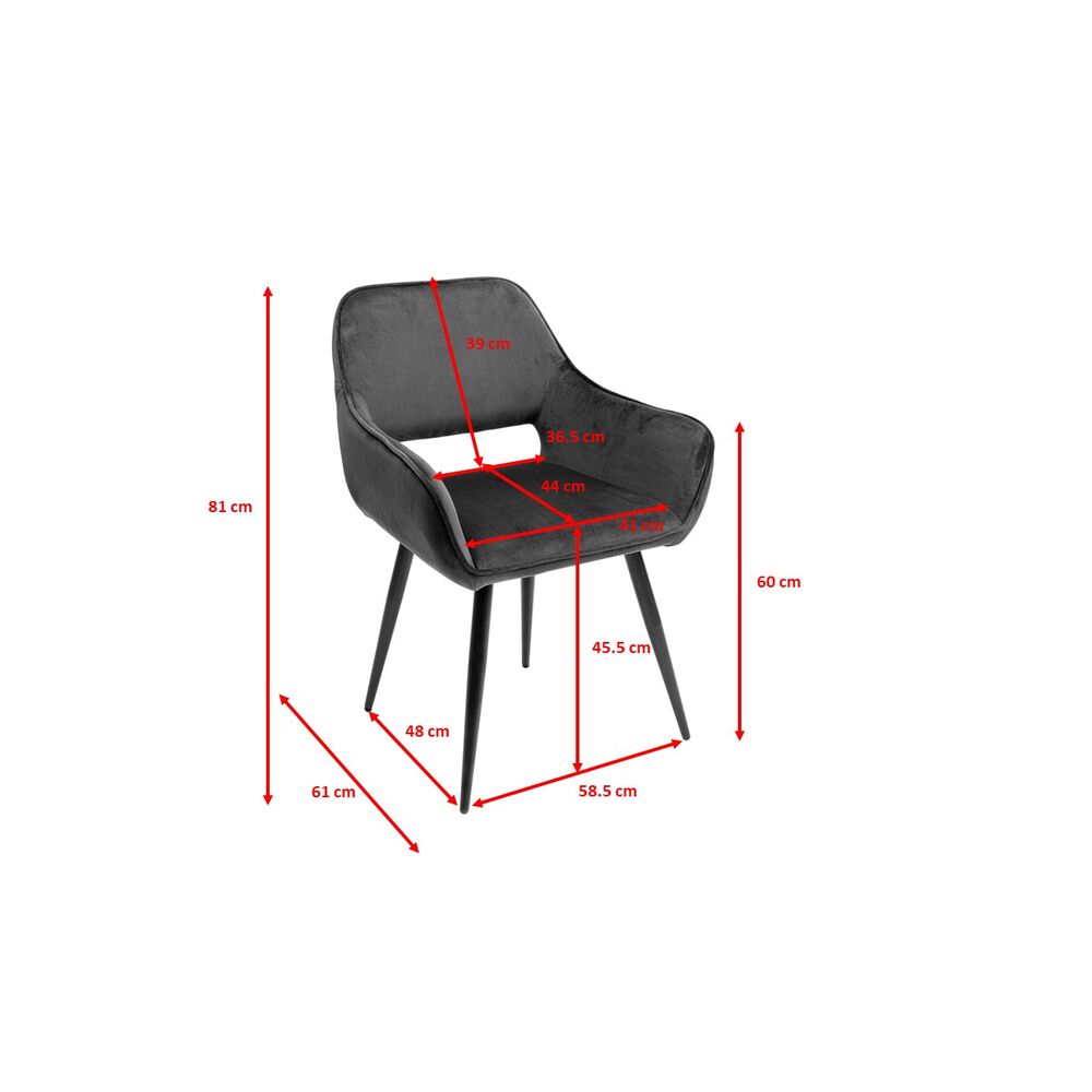 Chair with Armrest San Francisco Grey (2/Set)