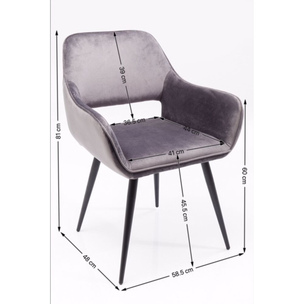 Chair with Armrest San Francisco Grey (2/Set)