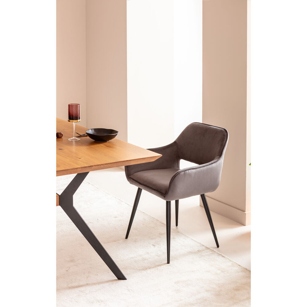 Chair with Armrest San Francisco Grey (2/Set)
