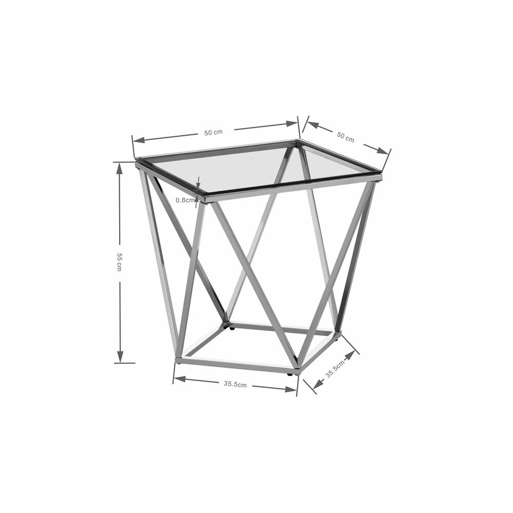 Side Table Cristallo Silver 50x50cm