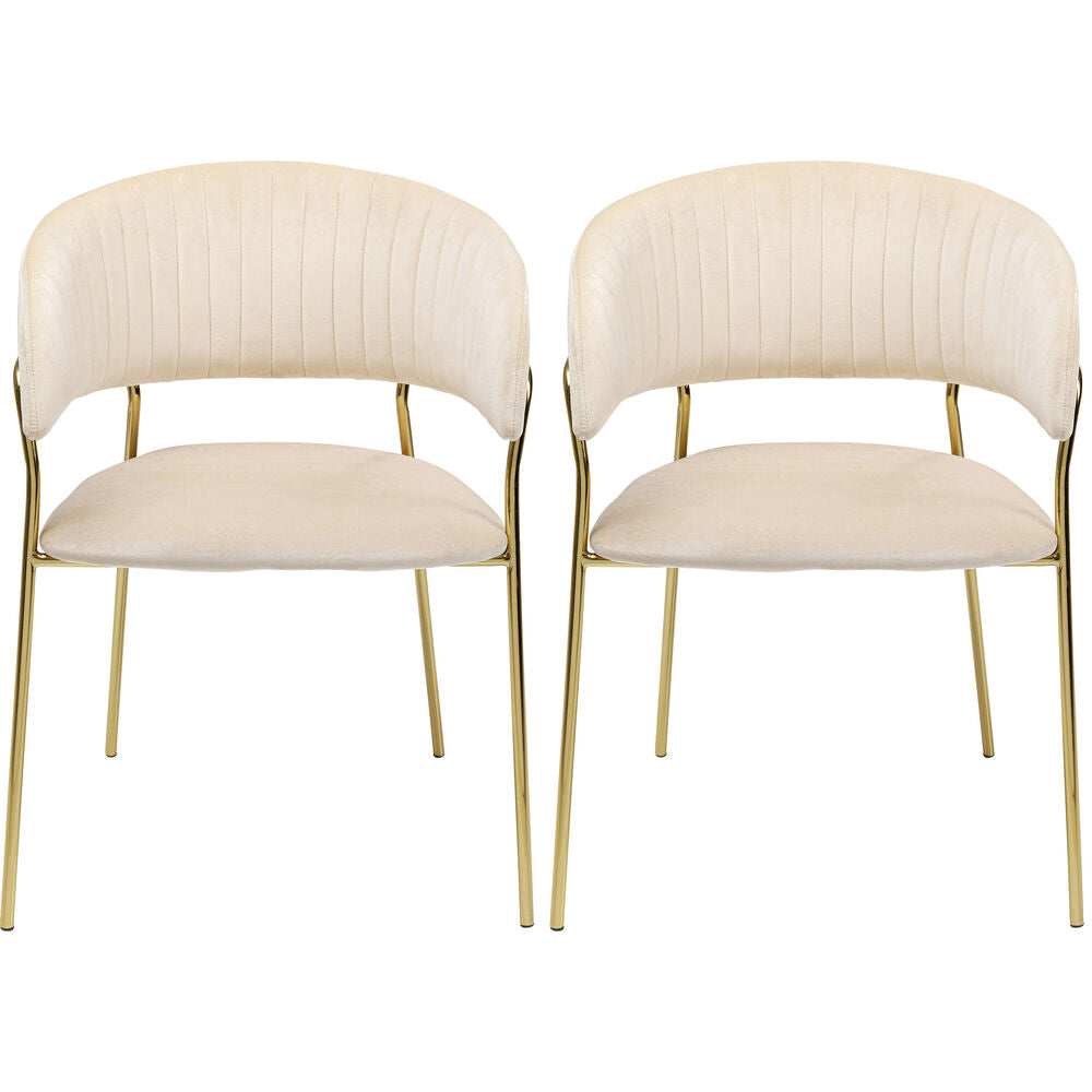 Chair with Armrest Belle Velvet Cream (1 set of 2)