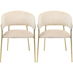 Chair with Armrest Belle Velvet Cream (1 set of 2)