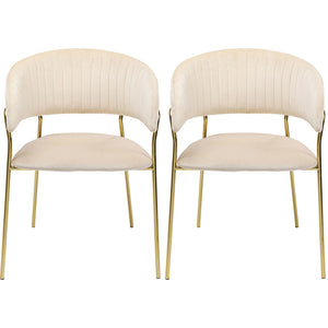 Chair with Armrest Belle Velvet Cream (1 set of 2)