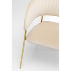 Chair with Armrest Belle Velvet Cream (1 set of 2)