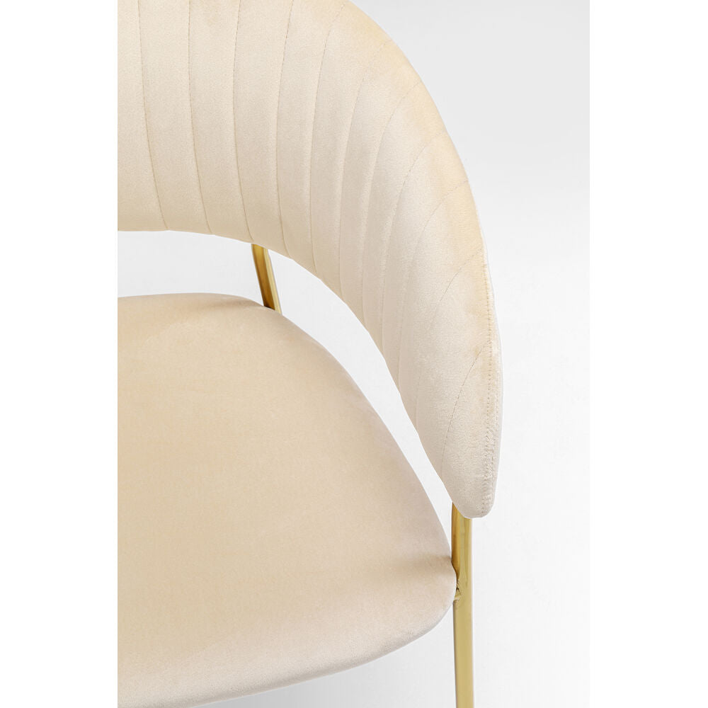 Chair with Armrest Belle Velvet Cream (1 set of 2)