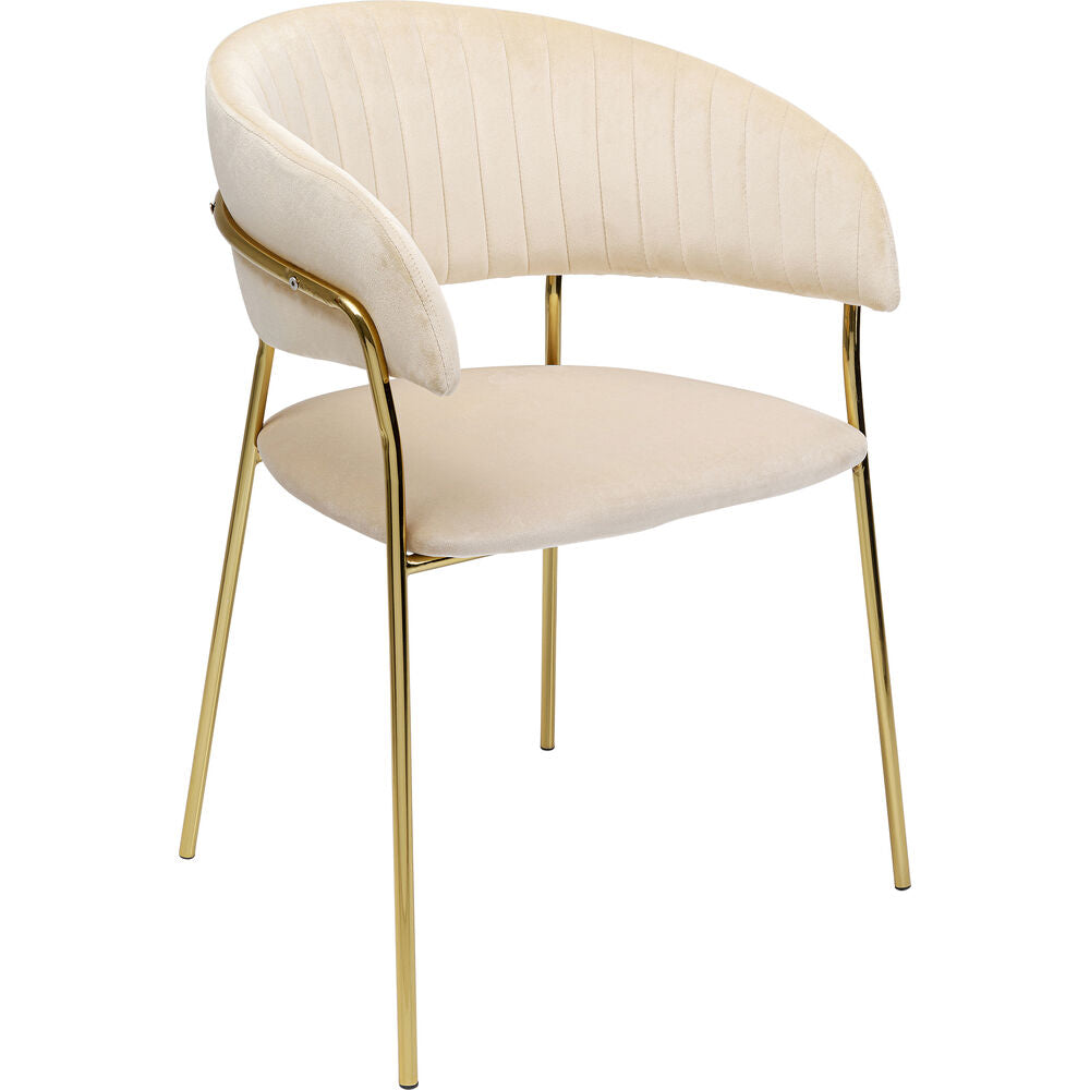 Chair with Armrest Belle Velvet Cream (1 set of 2)