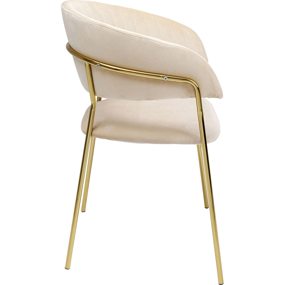 Chair with Armrest Belle Velvet Cream (1 set of 2)