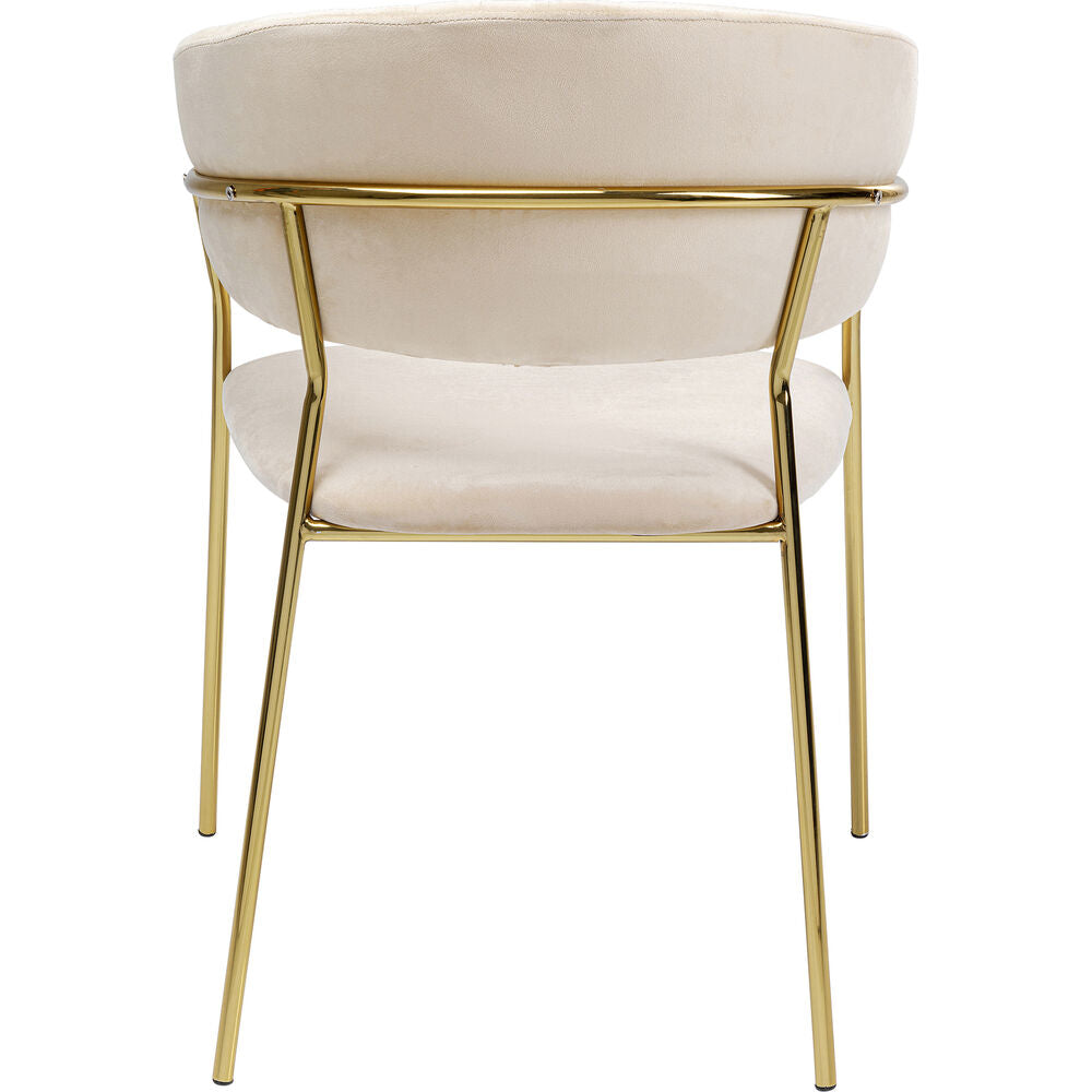 Chair with Armrest Belle Velvet Cream (1 set of 2)