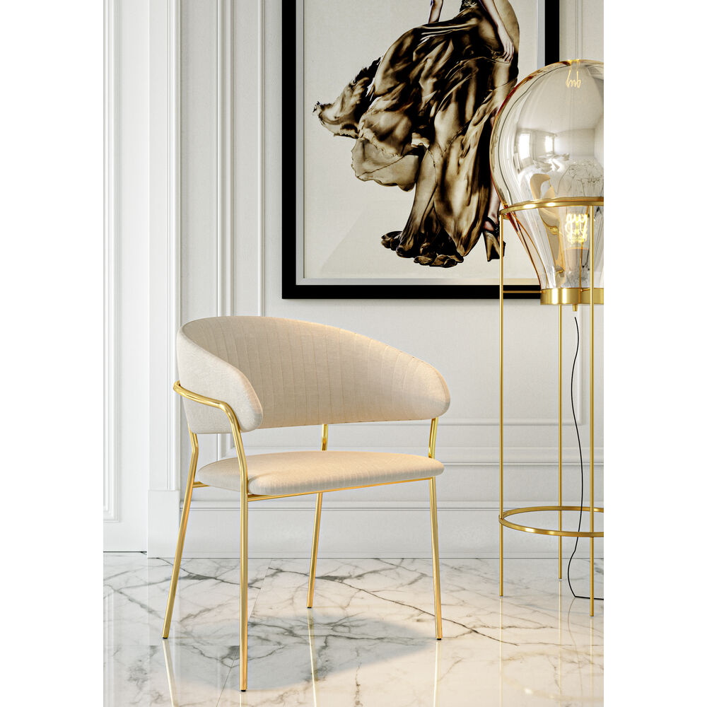 Chair with Armrest Belle Velvet Cream (1 set of 2)