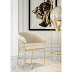 Chair with Armrest Belle Velvet Cream (1 set of 2)