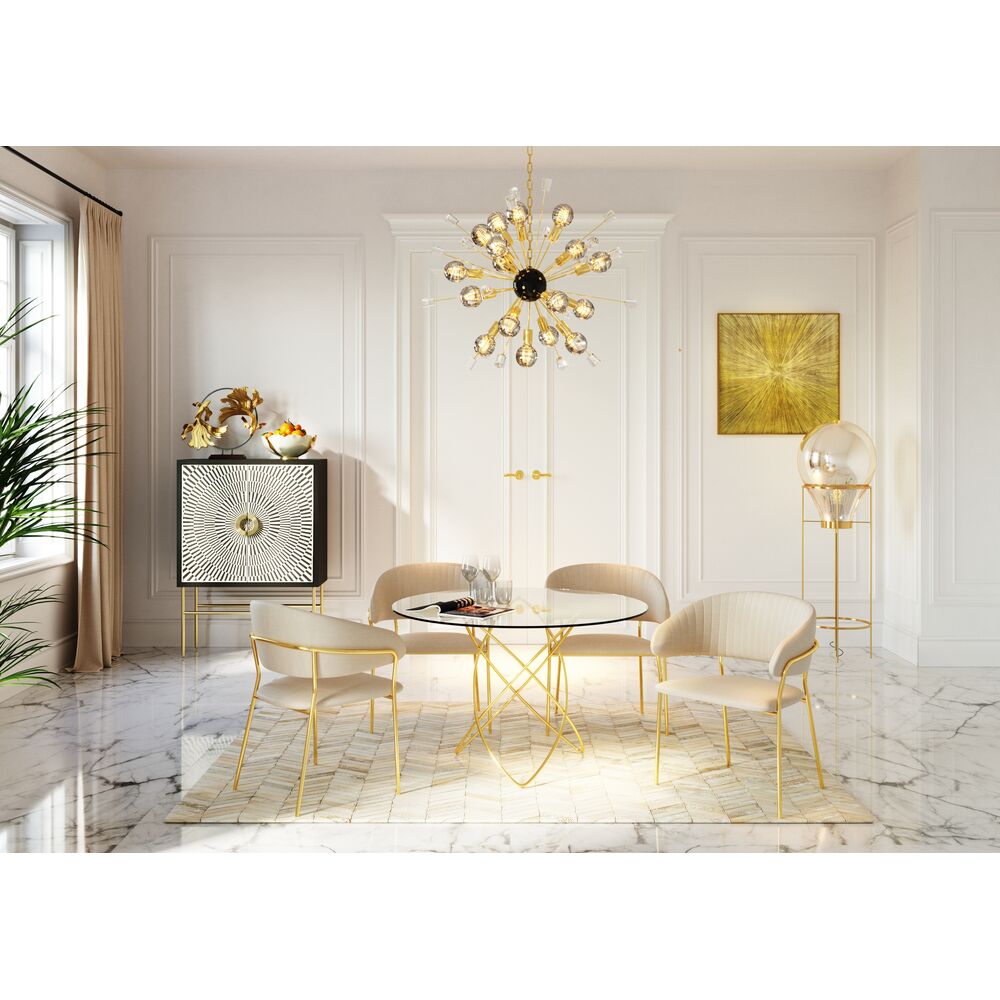 Chair with Armrest Belle Velvet Cream (1 set of 2)