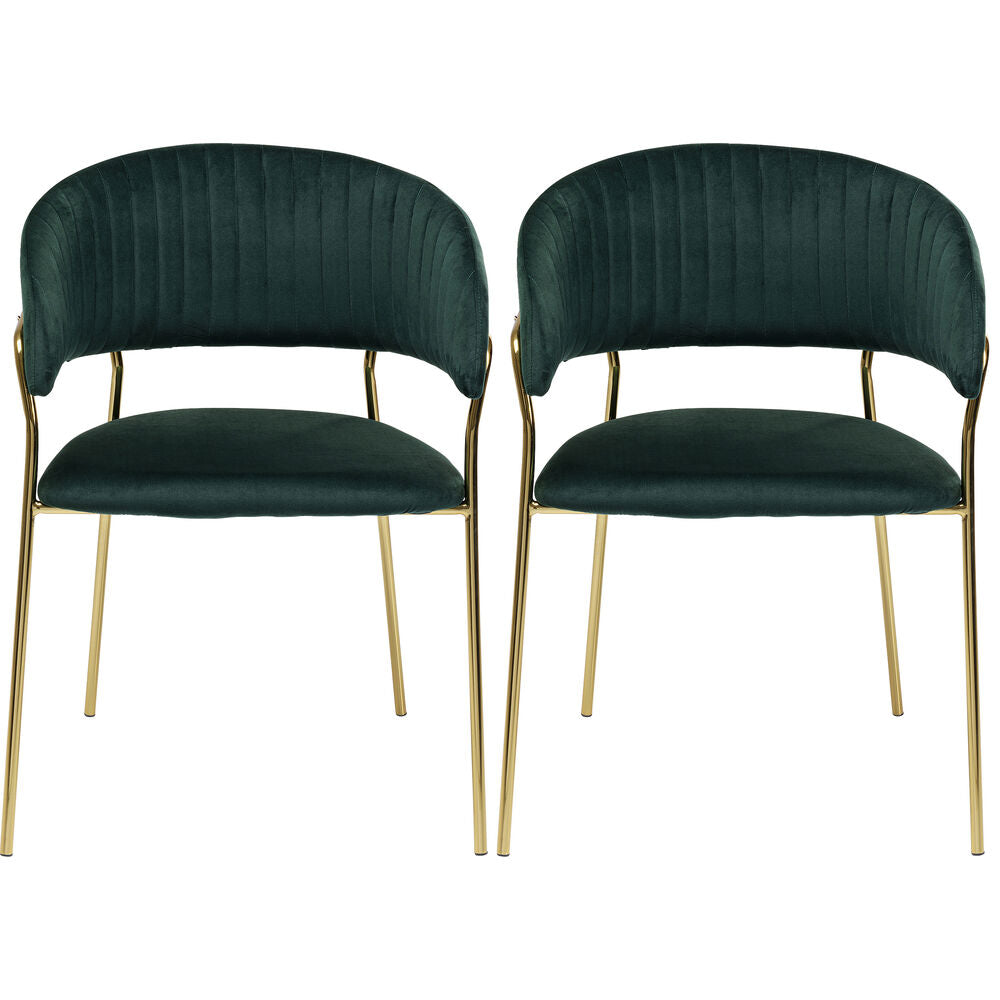 Chair with Armrest Belle Velvet Green (1 set of 2)