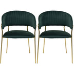 Chair with Armrest Belle Velvet Green (1 set of 2)