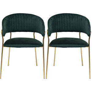 Chair with Armrest Belle Velvet Green (1 set of 2)