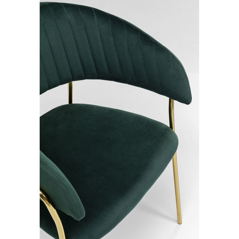 Chair with Armrest Belle Velvet Green (1 set of 2)