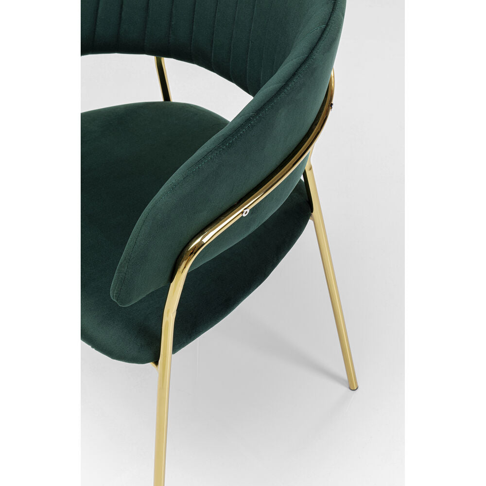 Chair with Armrest Belle Velvet Green (1 set of 2)