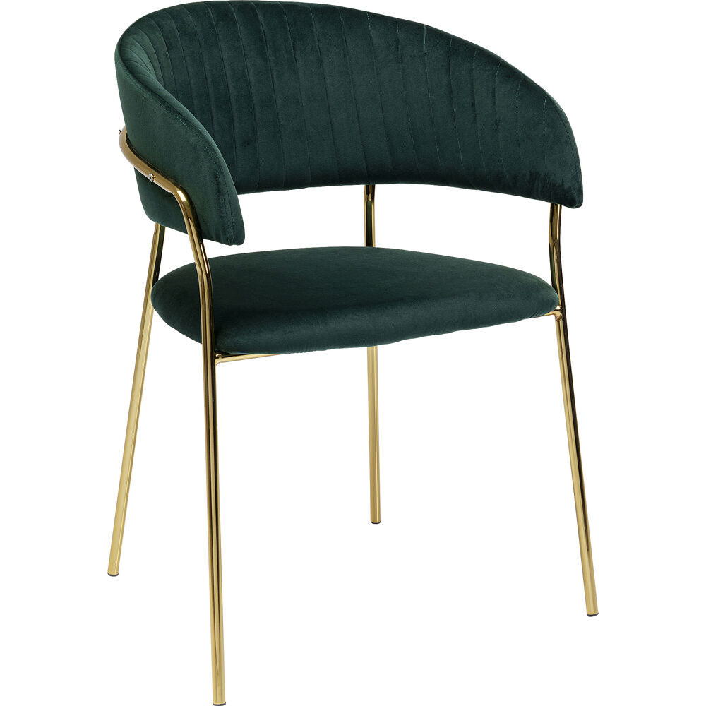 Chair with Armrest Belle Velvet Green (1 set of 2)