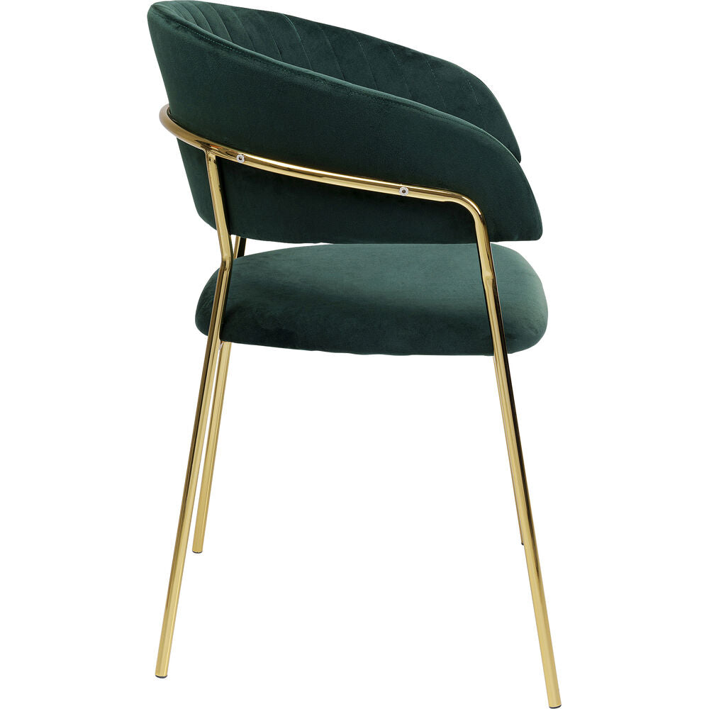 Chair with Armrest Belle Velvet Green (1 set of 2)