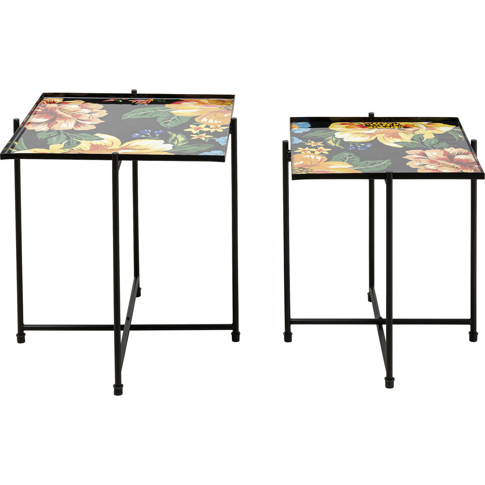 Side Table Flowers Garden Square (2/Se
