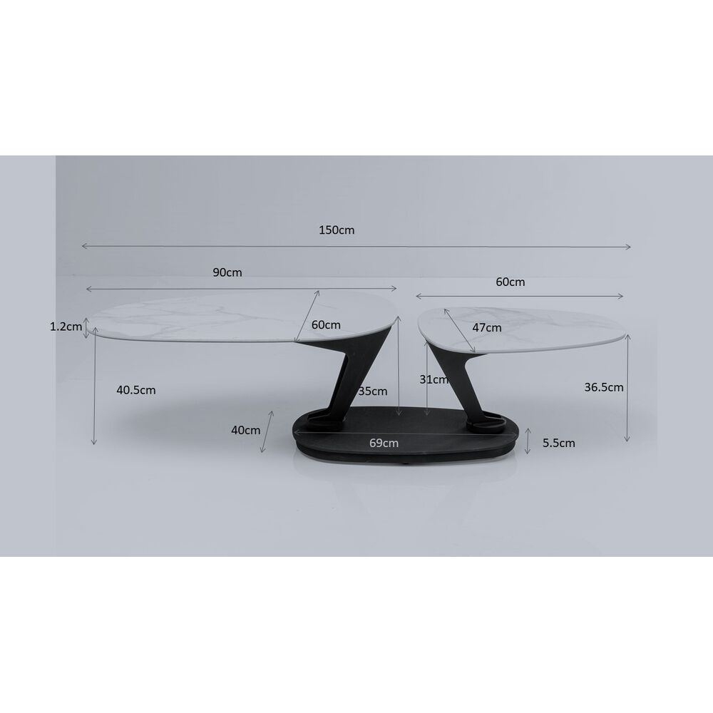 Coffee Table Franklin Black 150x58cm