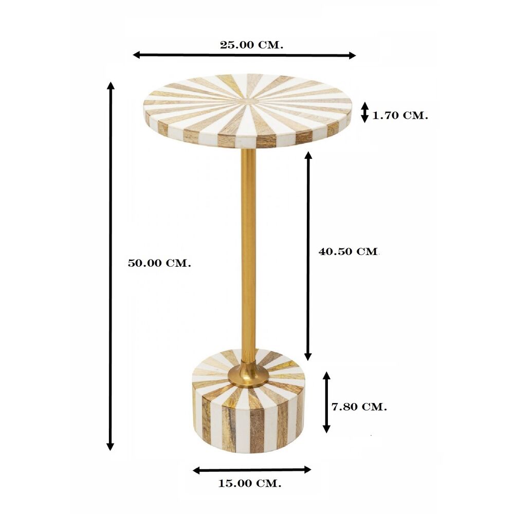 Side Table Domero Cirque Gold White Ø25cm