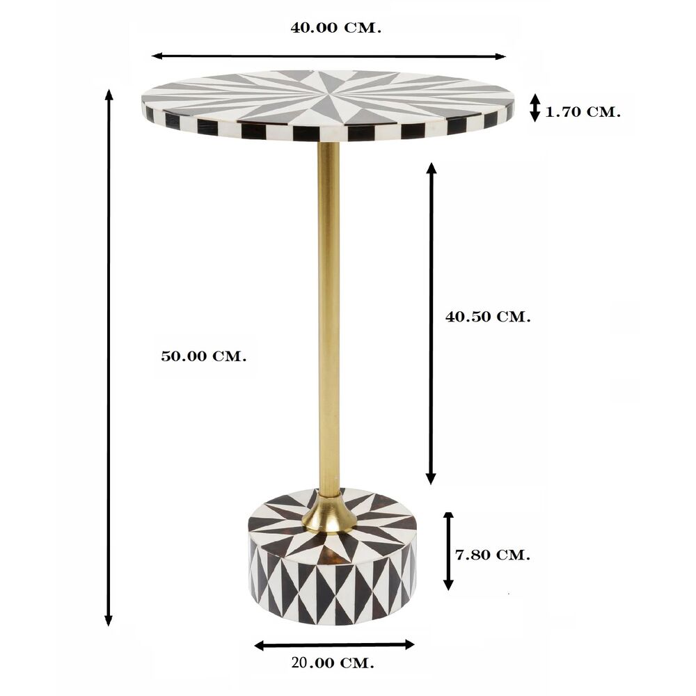 Side Table Domero Star Brown White Ø40cm