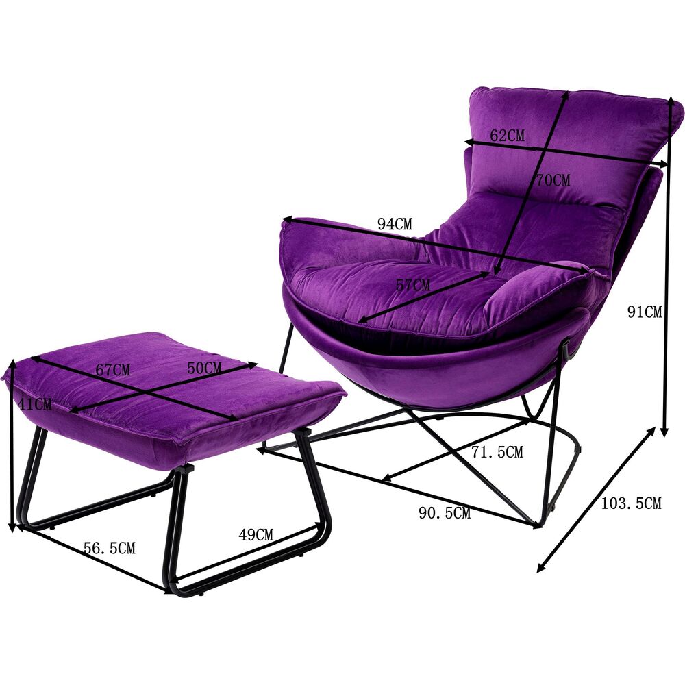 Armchair with Stool Snuggle Purple (2/