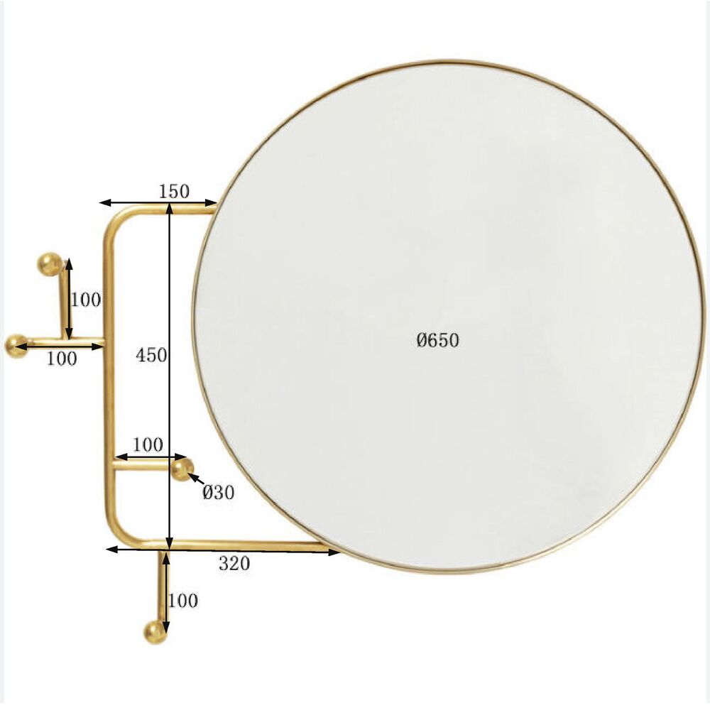 Coat Rack Tristan Mirror Ø65cm