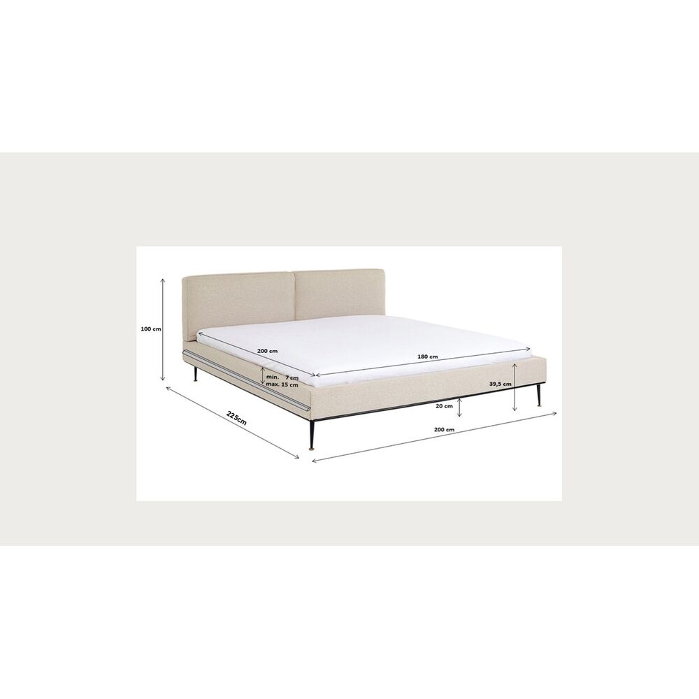 Bed East Side Cord Grey180x200cm