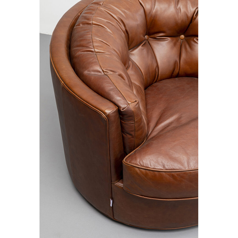 Swivel Armchair Music Hall Leather Brown