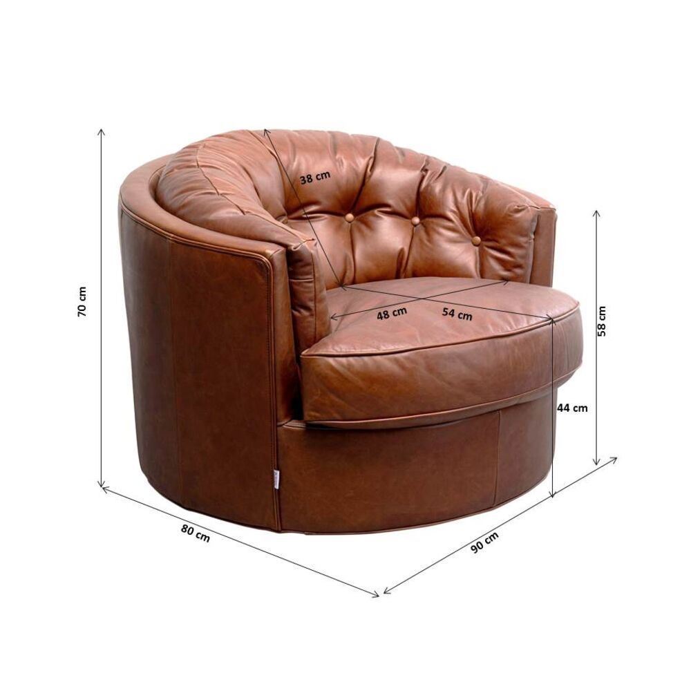 Swivel Armchair Music Hall Leather Brown