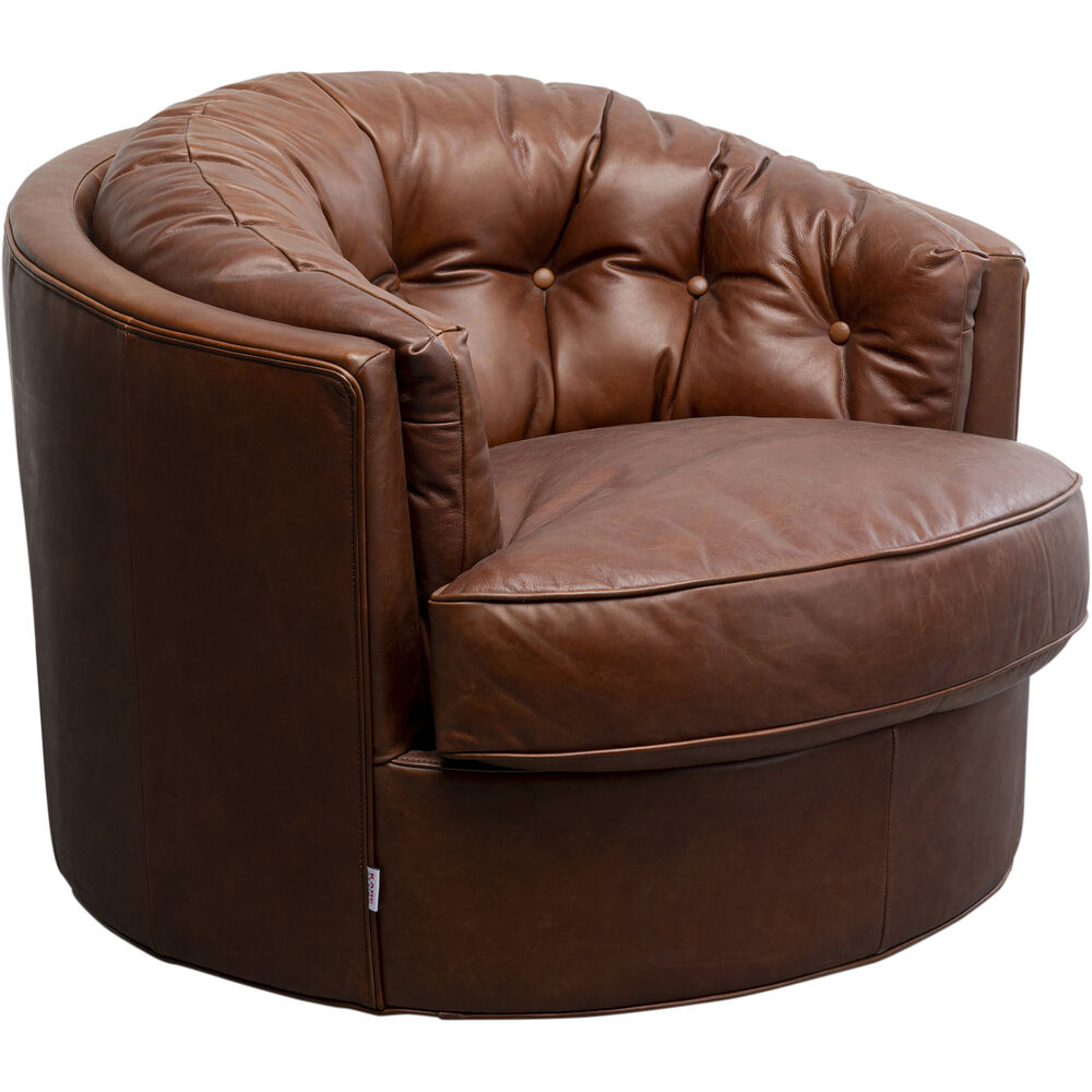 Swivel Armchair Music Hall Leather Brown