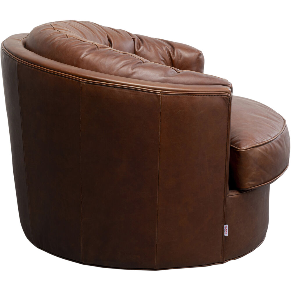 Swivel Armchair Music Hall Leather Brown