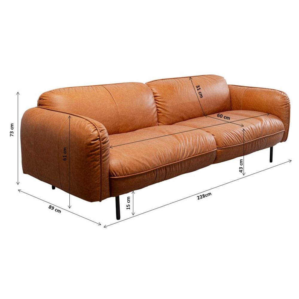 Sofa Calgary Smart Leather Light Brown 228cm