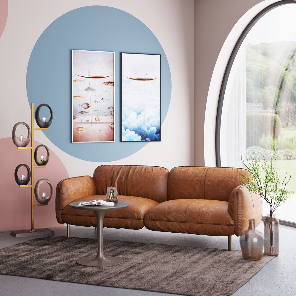 Sofa Calgary Smart Leather Light Brown 228cm