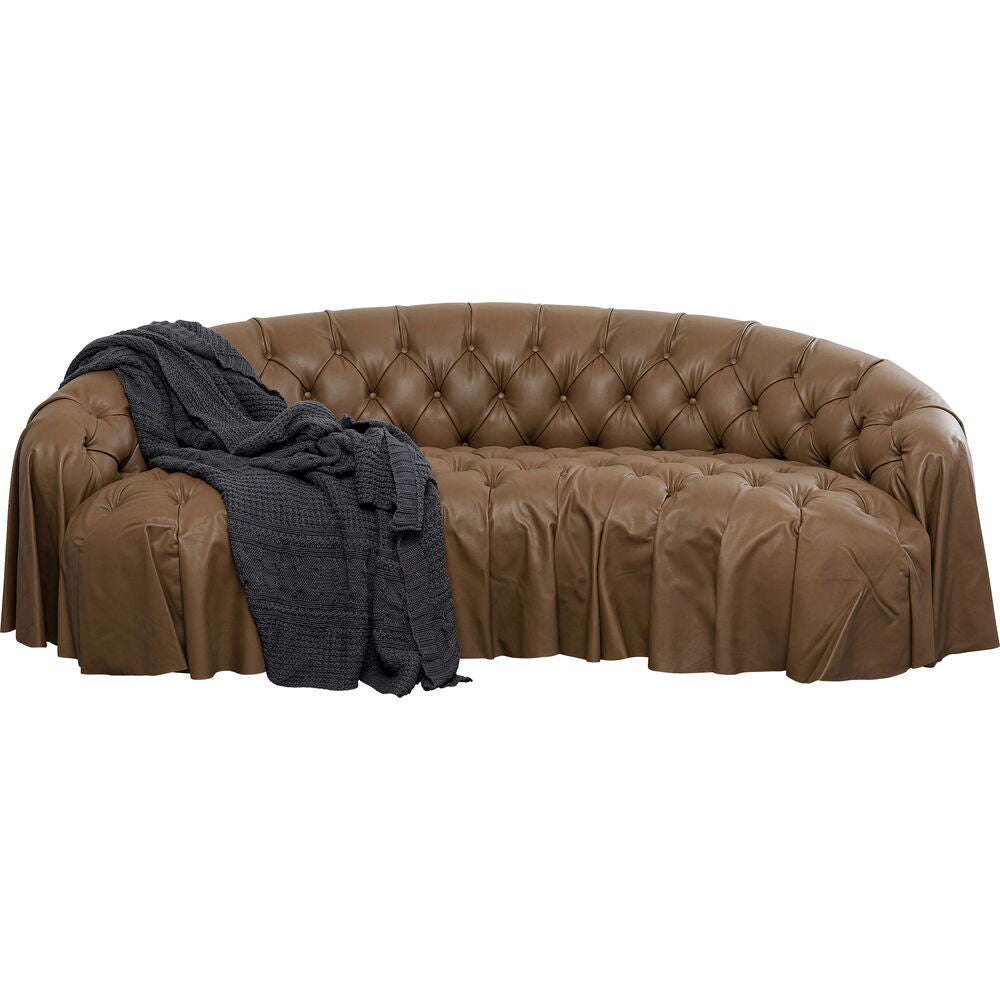 Sofa 3-Seater Drapes Leather 226cm