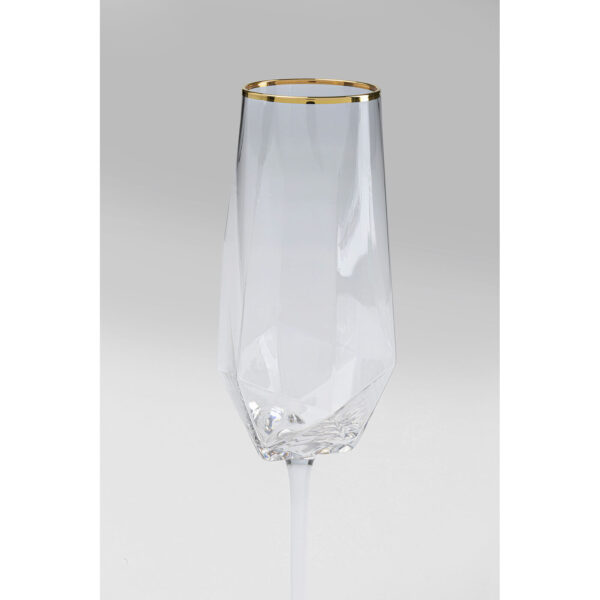 Champagne Glass Diamond Gold Rim - Image 2