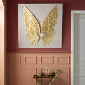 Wall Decoration Wings Gold White 120x120