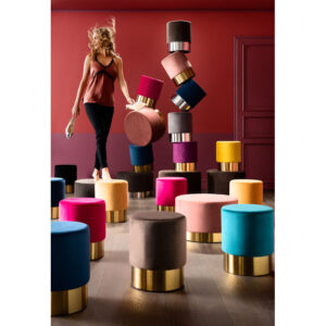 Stool Cherry Black Brass 35cm